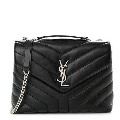 Saint Laurent Calfskin Y Quilted Monogram Small Loulou Chain Satchel Black 1 of 11