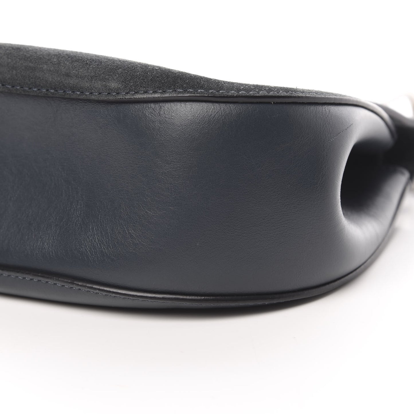 Suede Smooth Calfskin Drew Shoulder Bag Silver Blue