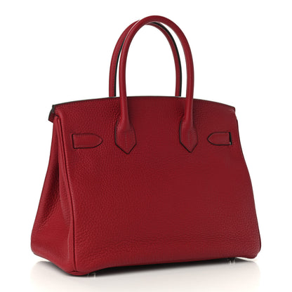 Hermes Taurillon Clemence Birkin 30 Rouge Grenat 2 of 10