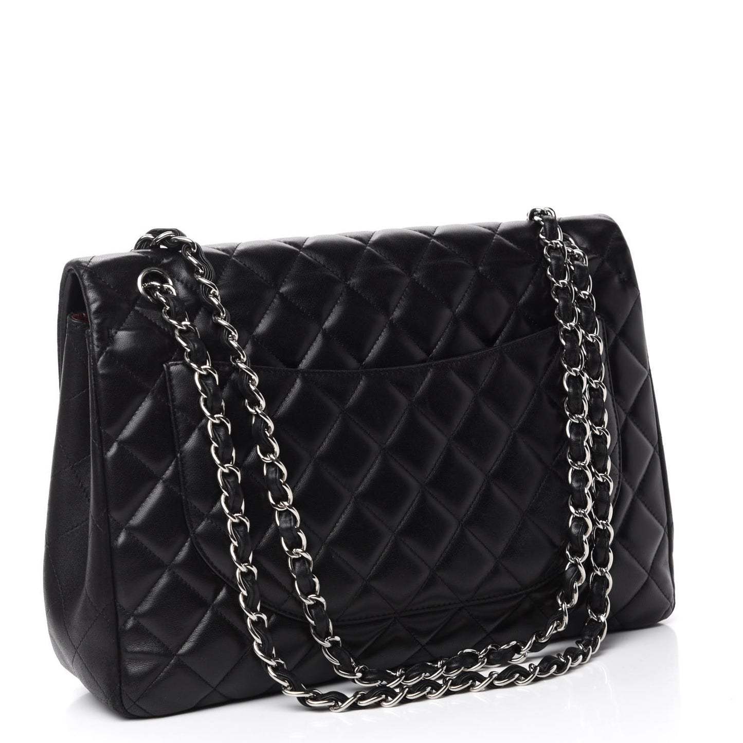 Lambskin Quilted Maxi Single Flap Black