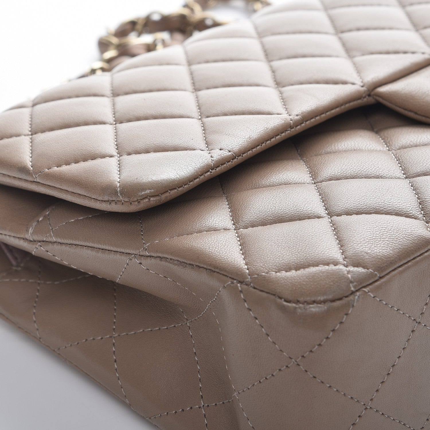 Chanel Lambskin Quilted Medium Double Flap Beige 14 of 14