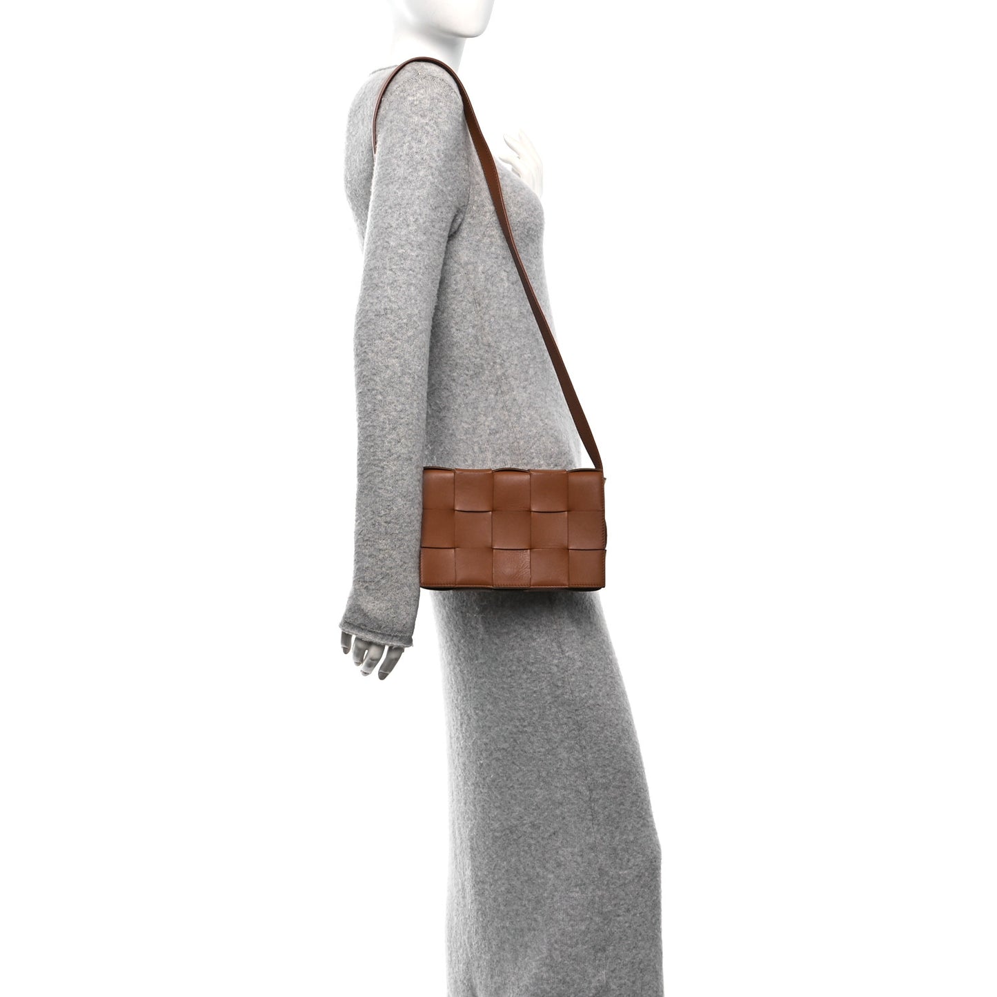 Lambskin Maxi Intrecciato Cassette Crossbody Bag Caramel