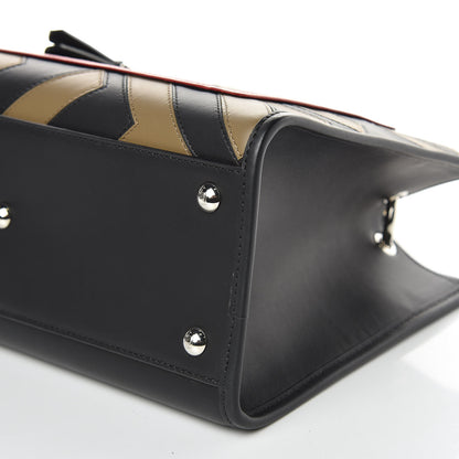 Fendi Vitello Century F is Fendi FF Diagonal Inlay Small Runaway Satchel Fango Black Fragola 9 of 9