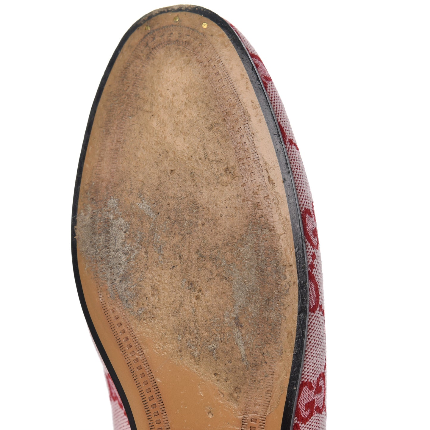 Canvas GG Monogram Horsebit Womens Jordaan Loafers 36.5 Gardenia Hibiscus Red