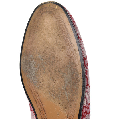 Gucci Canvas GG Monogram Horsebit Womens Jordaan Loafers 36.5 Gardenia Hibiscus Red 9 of 15