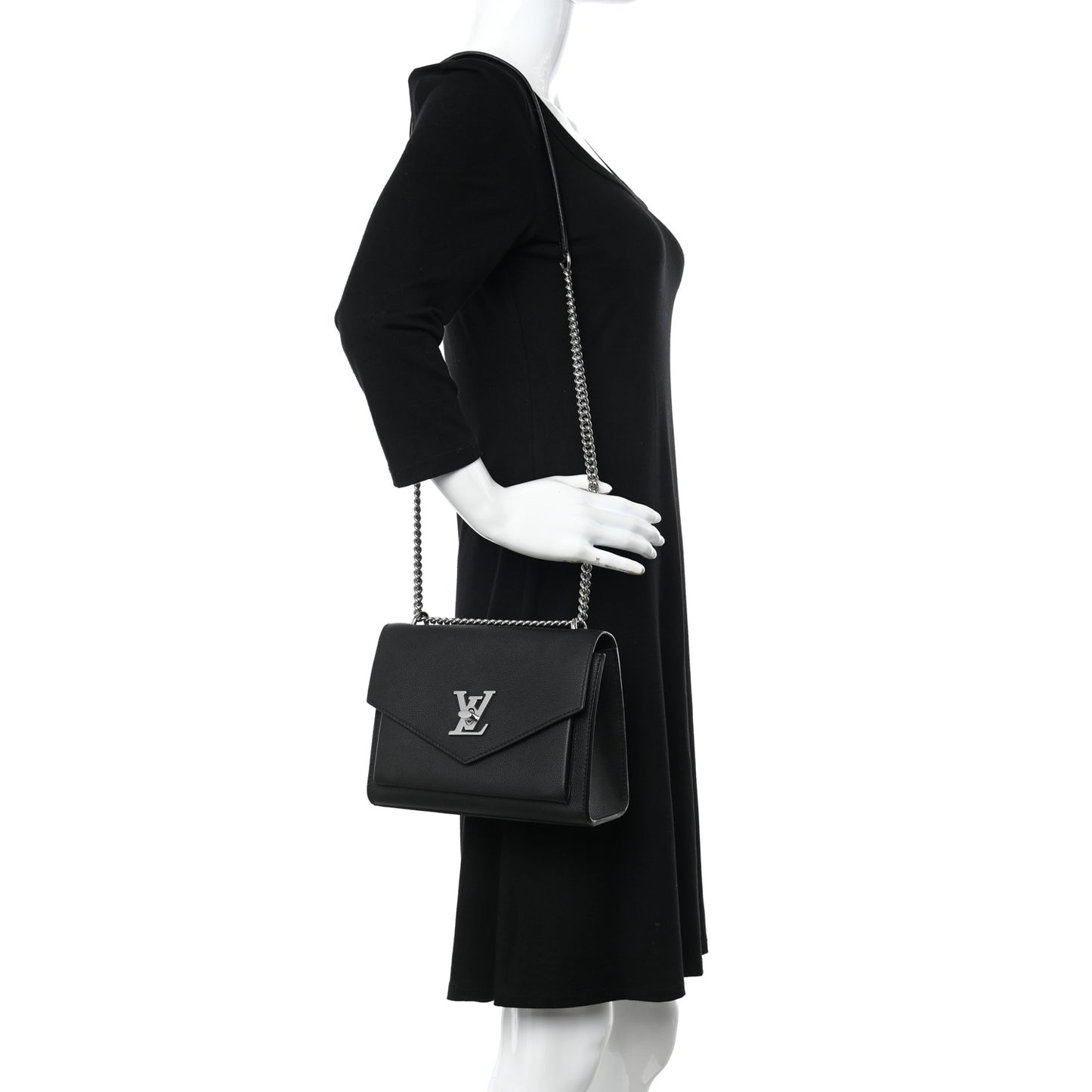 Soft Calfskin Mylockme Chain Bag BB Black