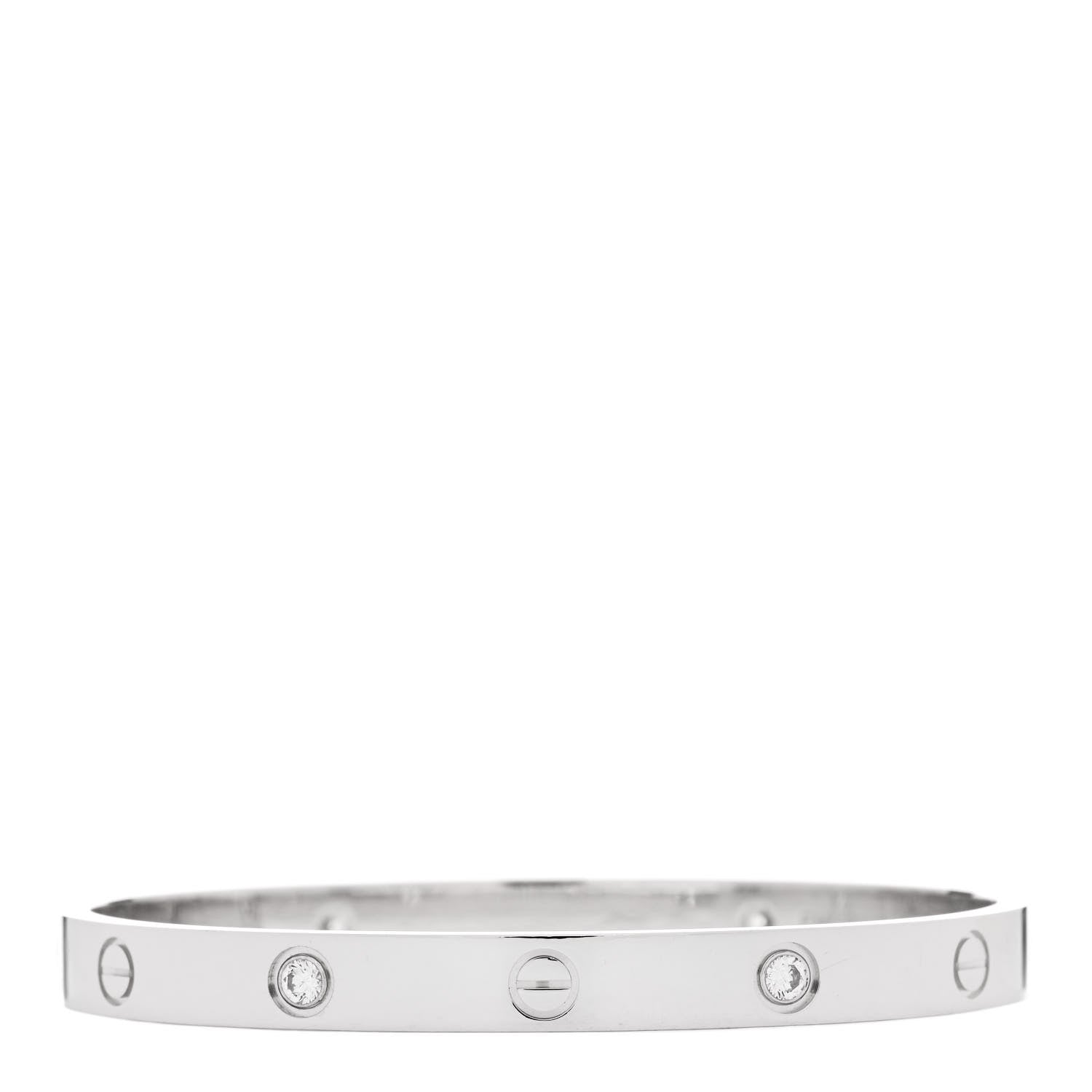 Cartier 18K White Gold 4 Diamond Love Bracelet 18 2 of 7