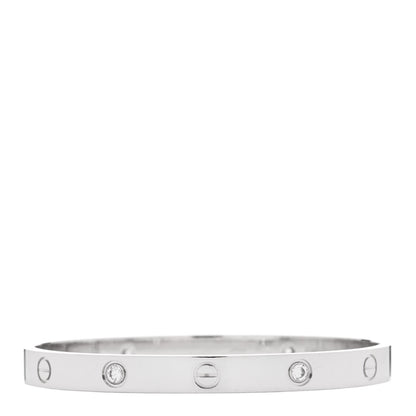 Cartier 18K White Gold 4 Diamond Love Bracelet 18 2 of 7