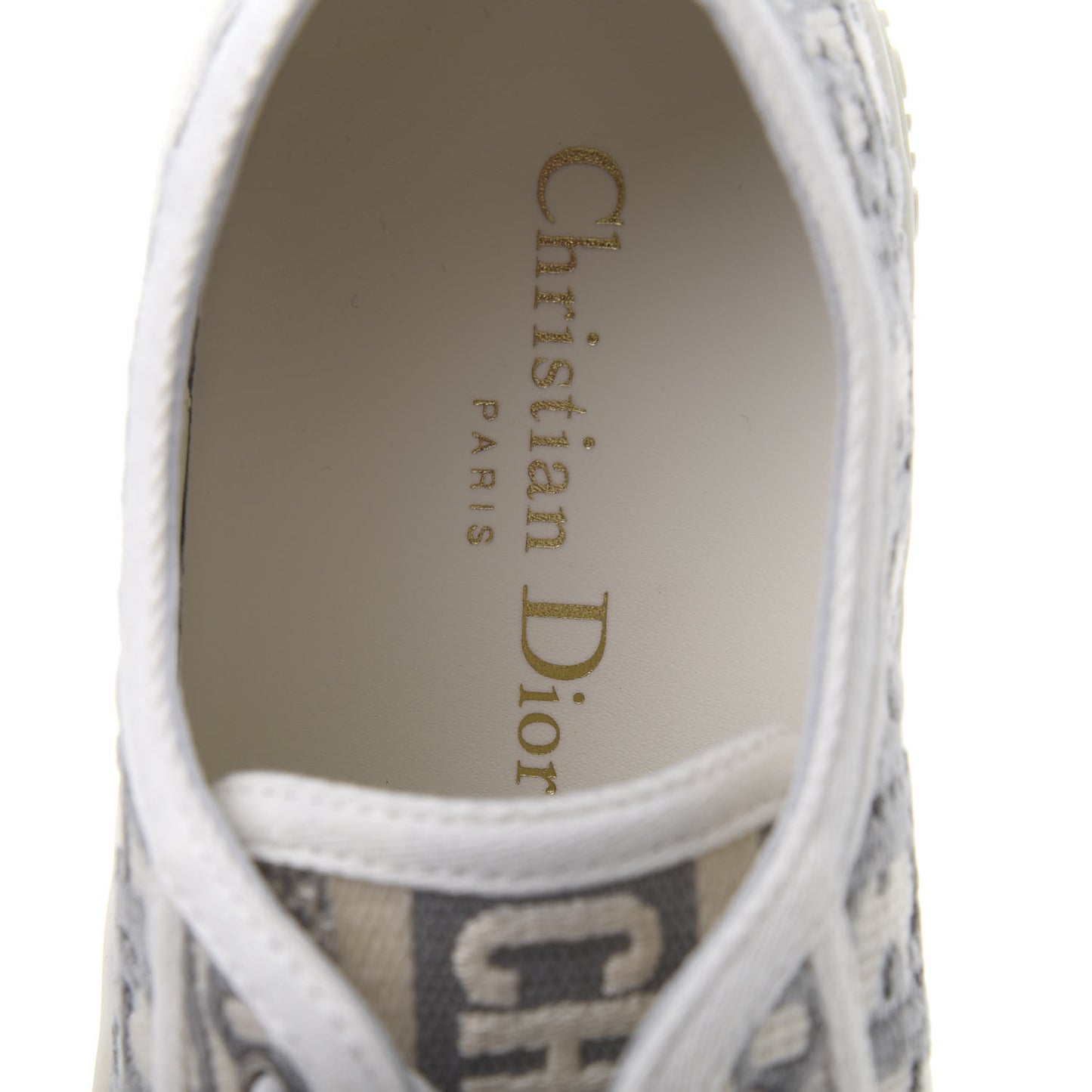Canvas Oblique Walk'N'Dior Low Top Sneakers 38.5 Grey Stone