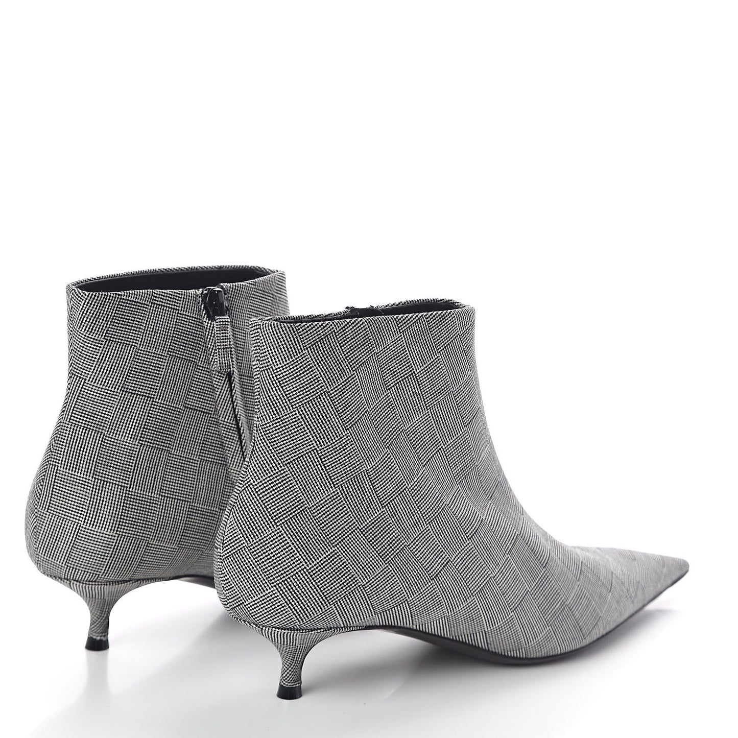 Wool Checked Knife Pointy Toe Boots 39