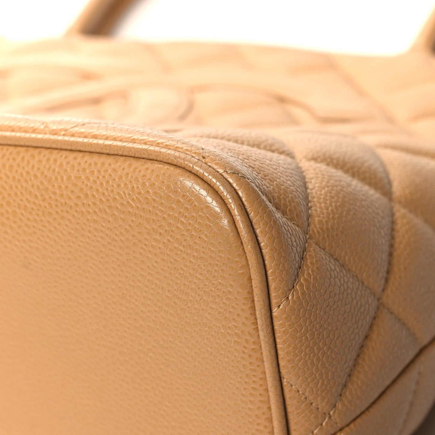 Caviar Quilted Medallion Tote Beige