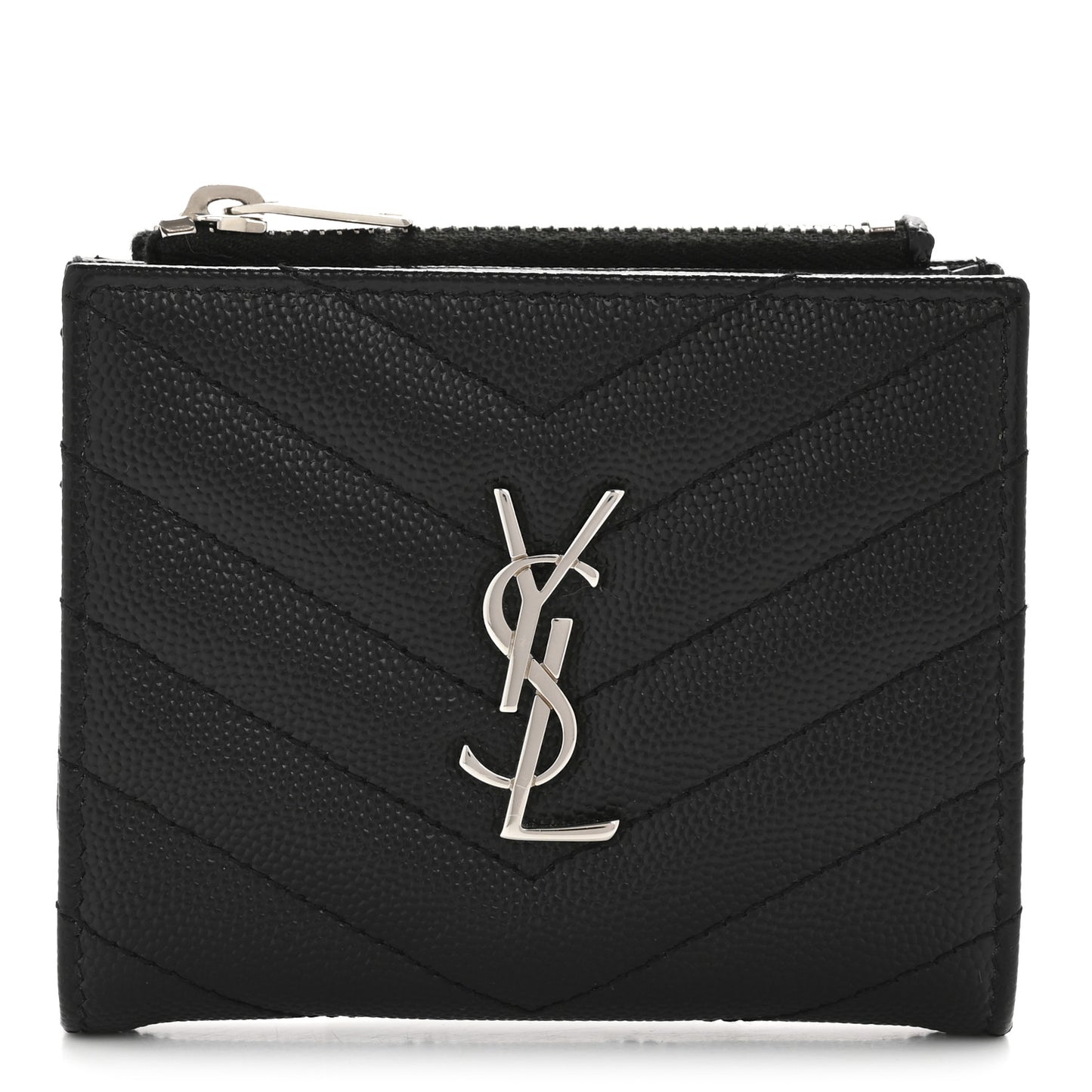 Grain De Poudre Matelasse Chevron Monogram Zipped Card Case Black