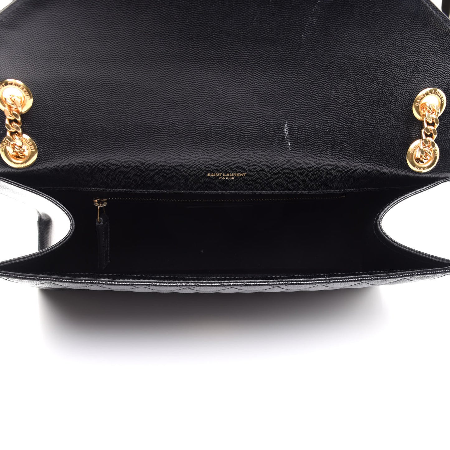 Grain De Poudre Textured Mixed Matelasse Large Triquilt Monogram Satchel Black