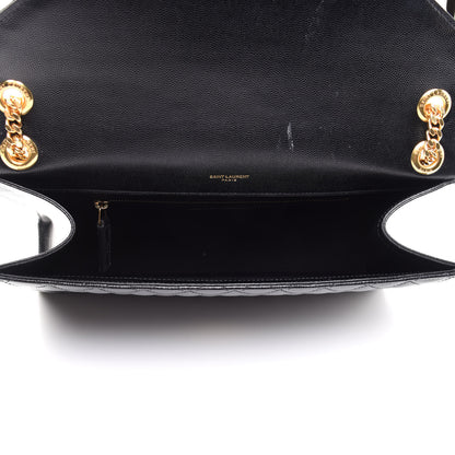 Saint Laurent Grain De Poudre Textured Mixed Matelasse Large Triquilt Monogram Satchel Black 5 of 13