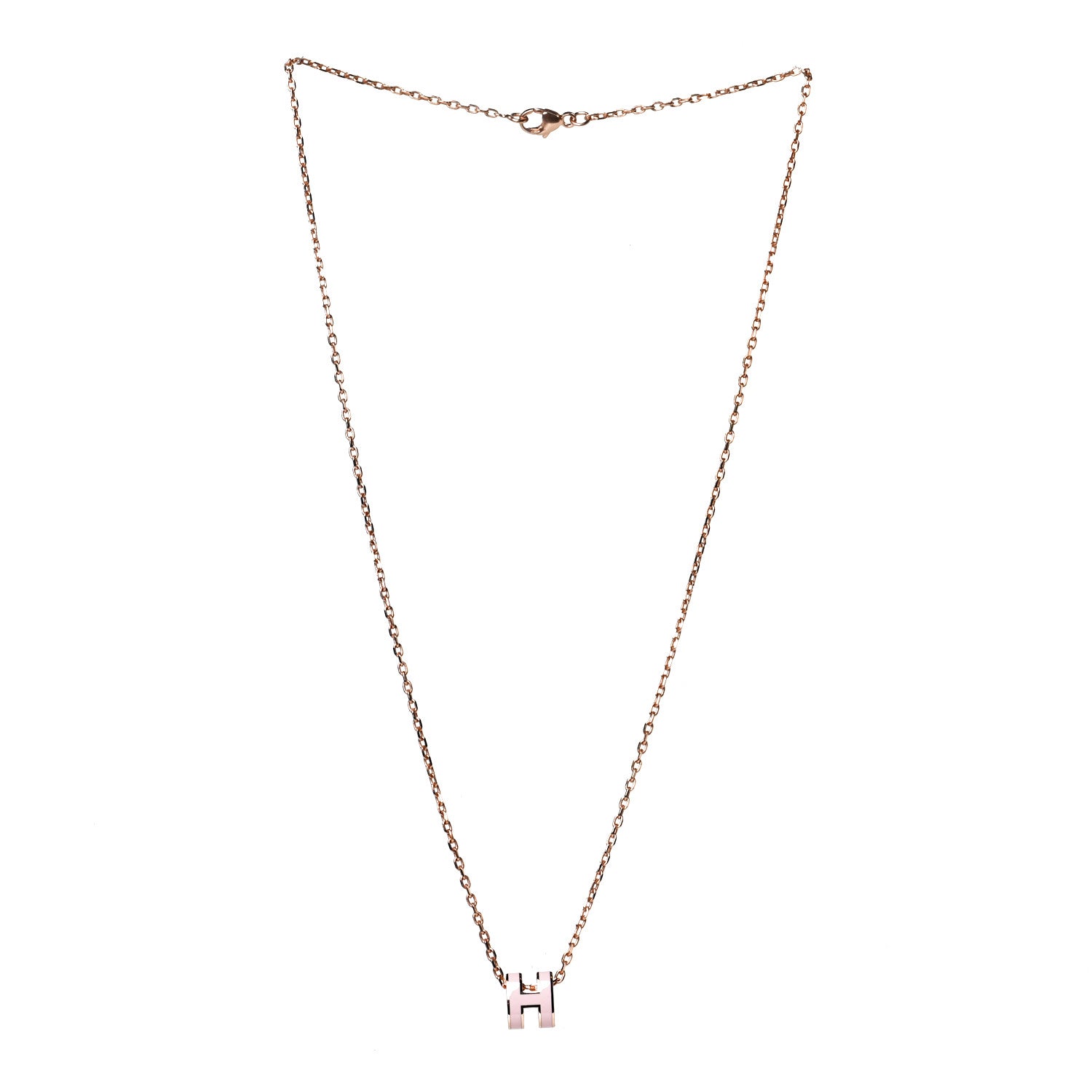 Hermes Lacquered Rose Gold Mini Pop H Pendant Necklace Rose Dragee 2 of 4