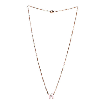 Hermes Lacquered Rose Gold Mini Pop H Pendant Necklace Rose Dragee 2 of 4