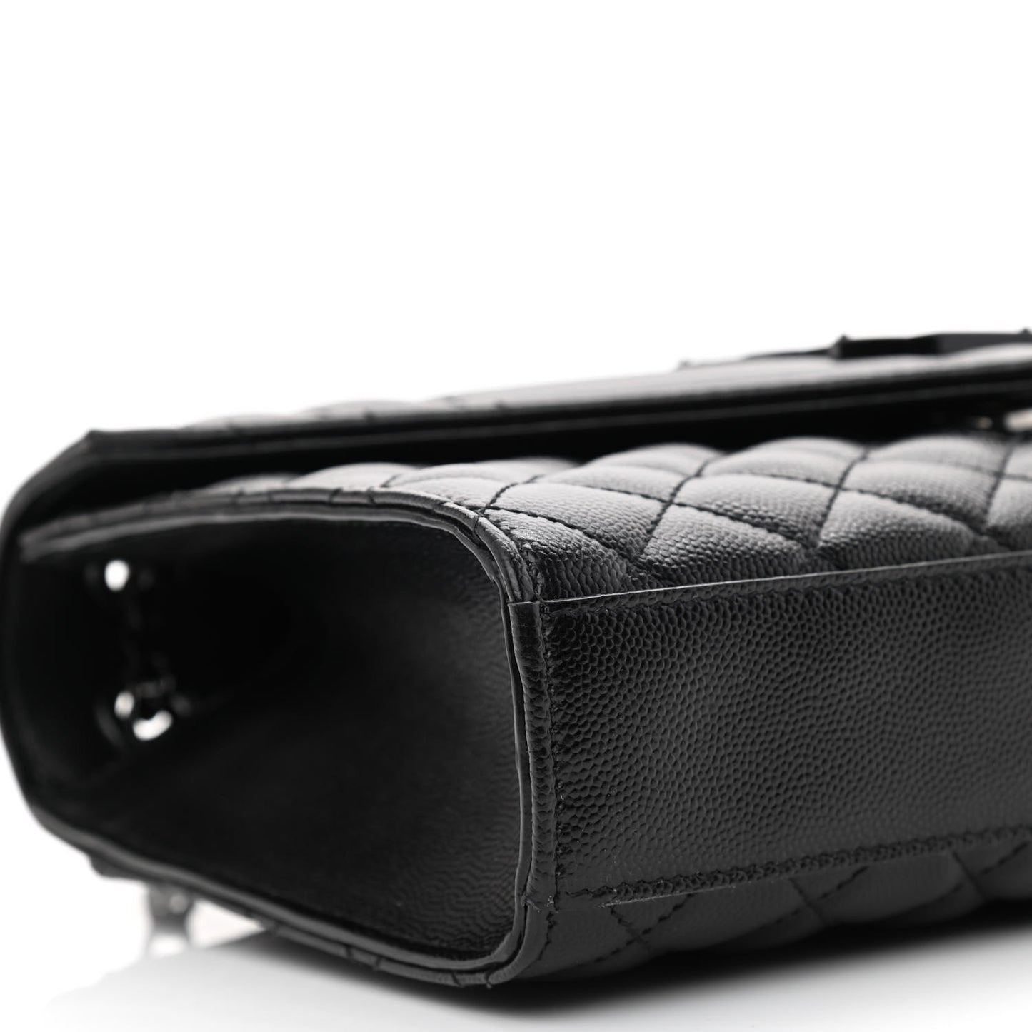Grain De Poudre Textured Mixed Matelasse Triquilt Medium Monogram Monochrome Satchel Black