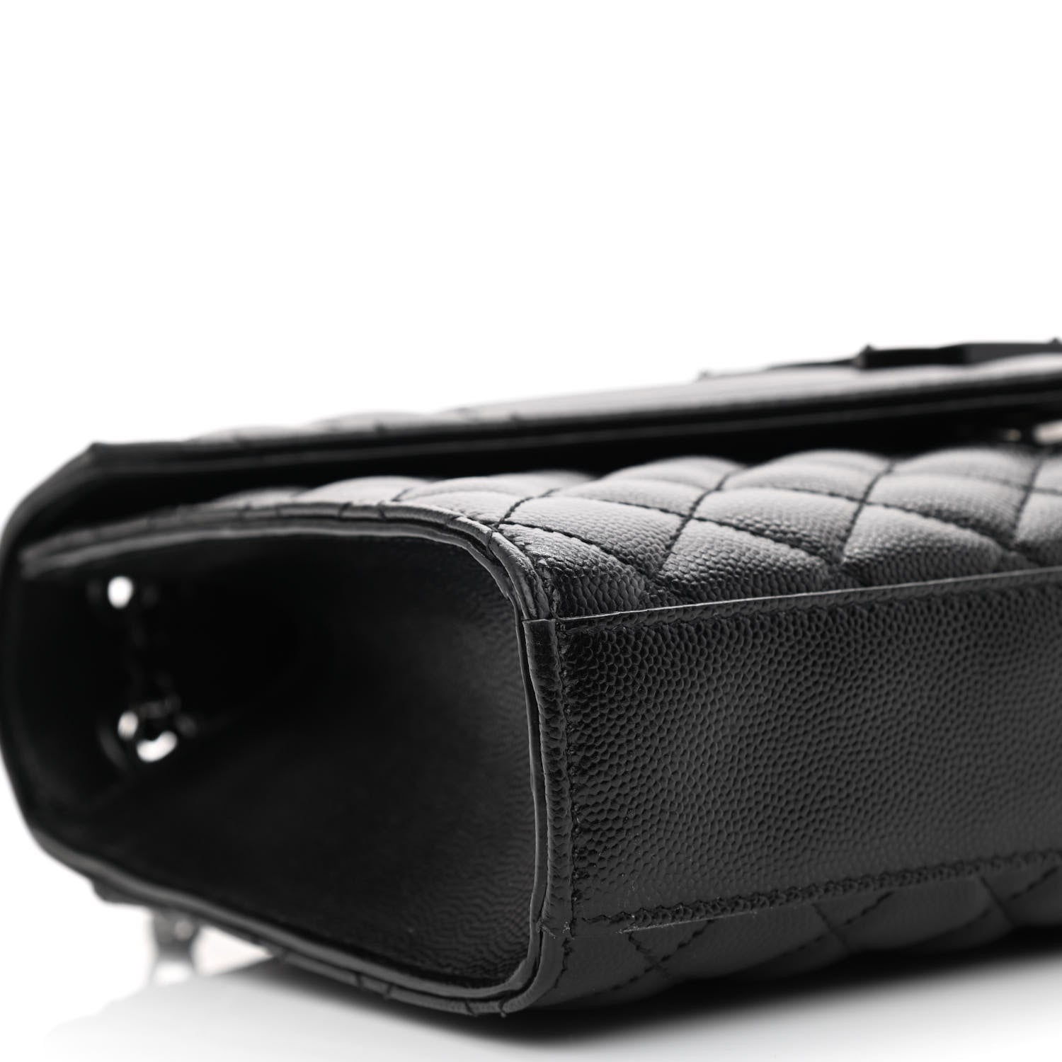 Saint Laurent Grain De Poudre Textured Mixed Matelasse Triquilt Medium Monogram Monochrome Satchel Black 9 of 12