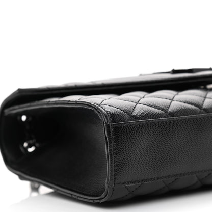 Saint Laurent Grain De Poudre Textured Mixed Matelasse Triquilt Medium Monogram Monochrome Satchel Black 9 of 12
