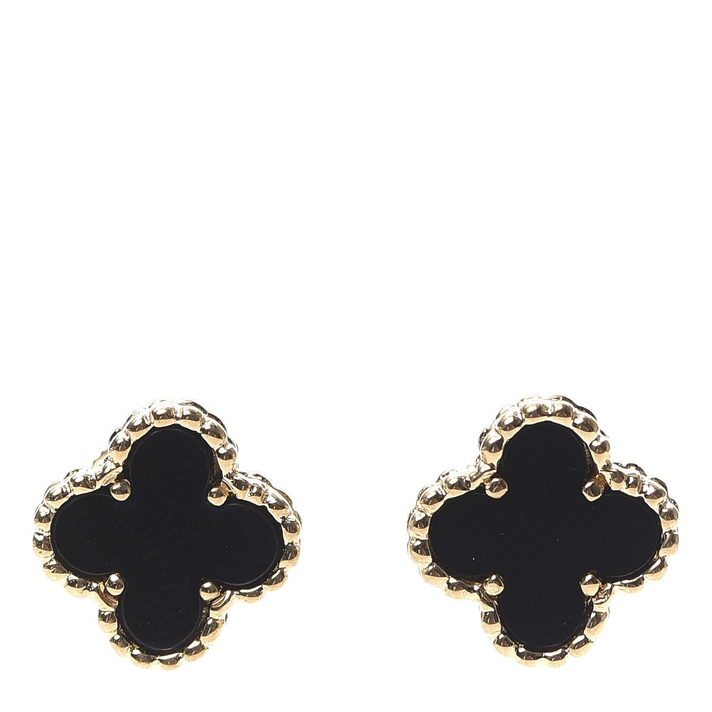 18K Yellow Gold Black Onyx Sweet Alhambra Earrings