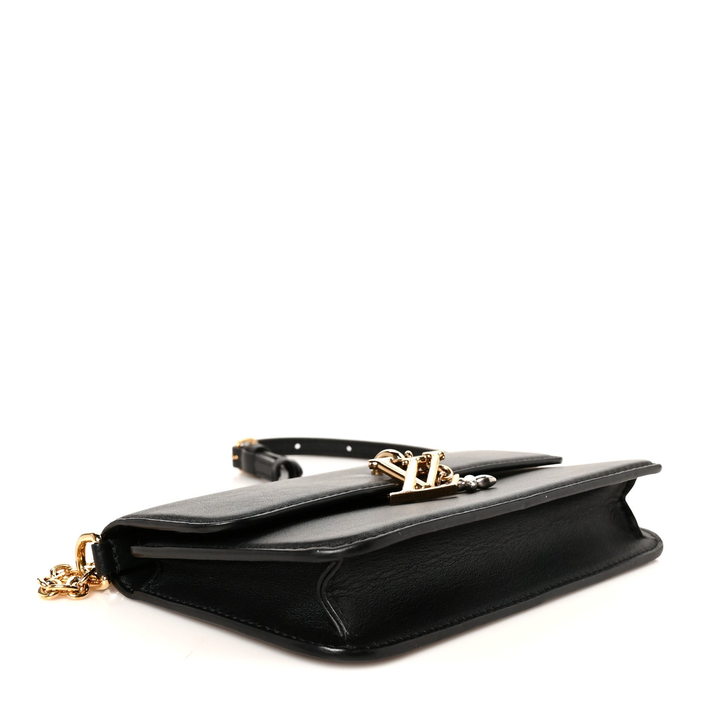 Calfskin LV Bloom Wallet On Chain Black