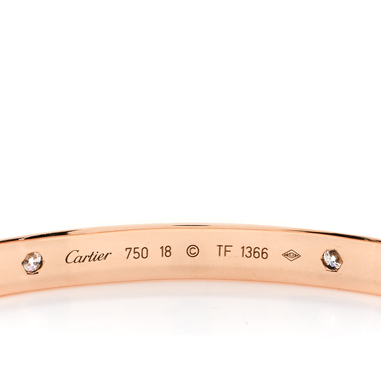 Cartier 18K Pink Gold 4 Diamond LOVE Bracelet 18 3 of 5