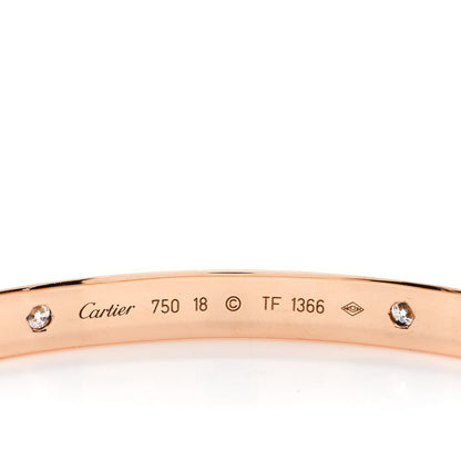 Cartier 18K Pink Gold 4 Diamond LOVE Bracelet 18 3 of 5