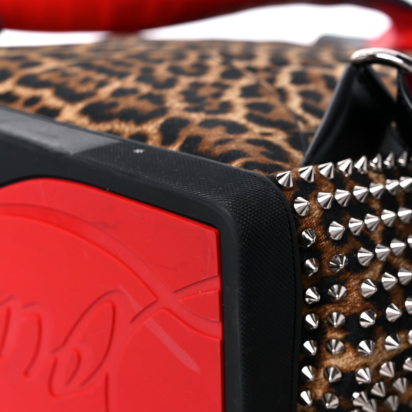 Canvas Leopard Print Spiked Explorafunk Backpack Brown