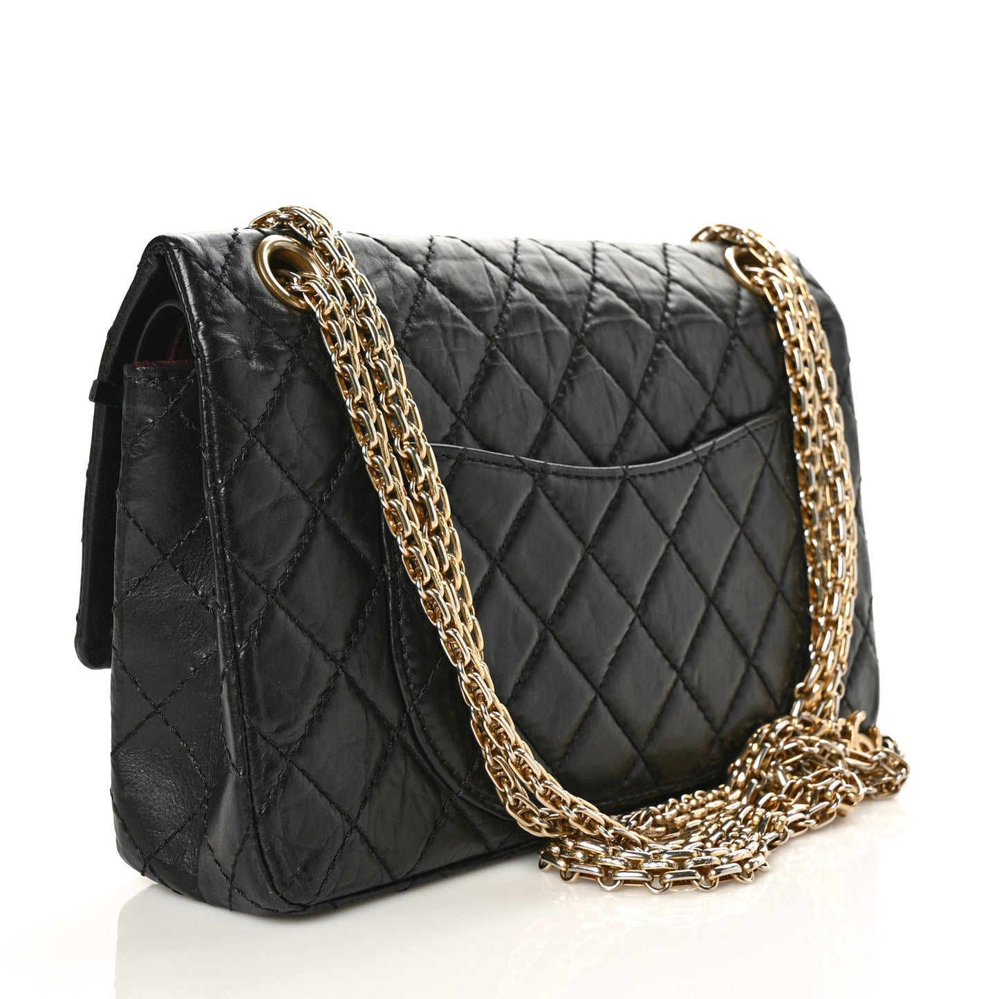 Aged Calfskin Quilted 2.55 Reissue 225 Flap Black