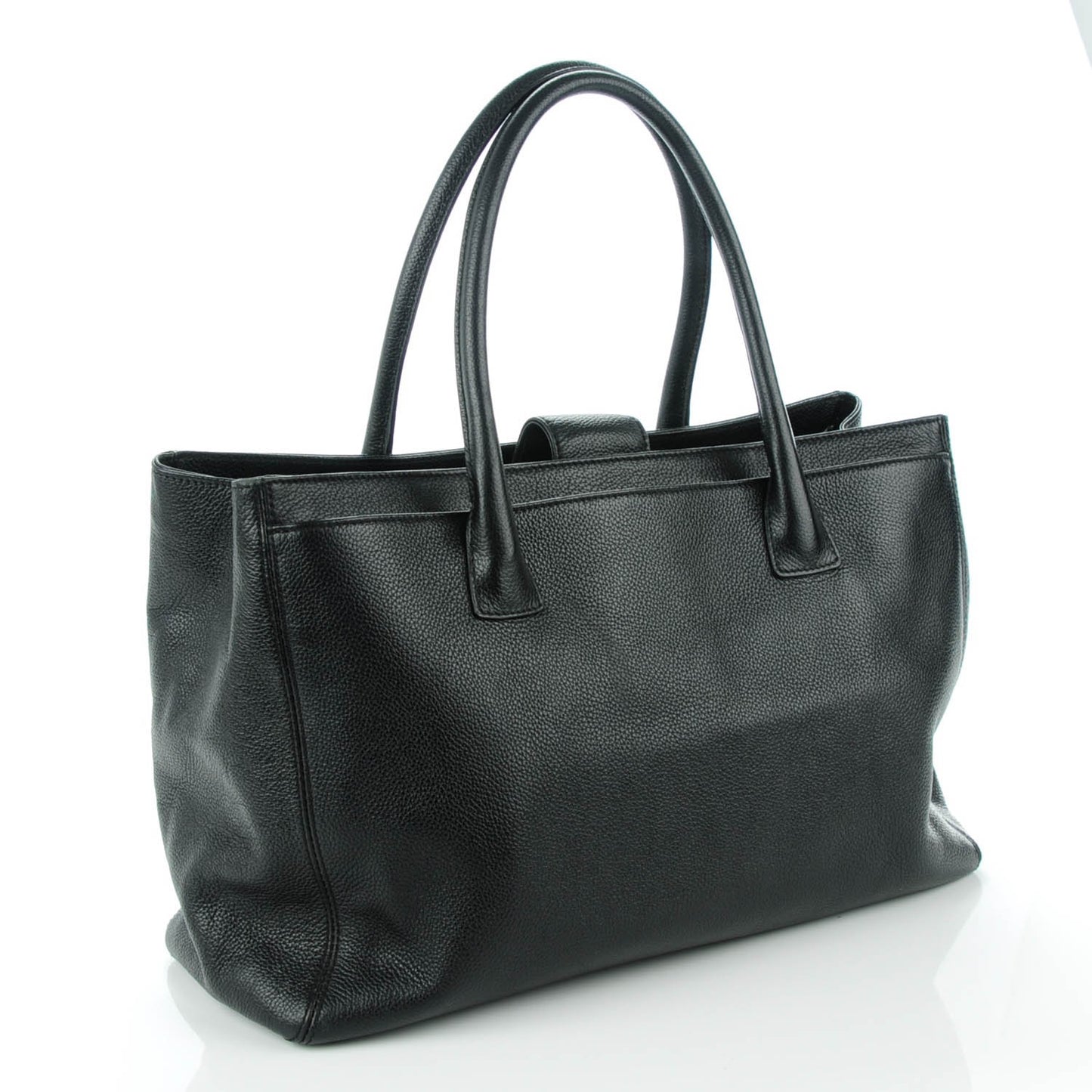 Calfskin Cerf Executive Shopper Tote Black