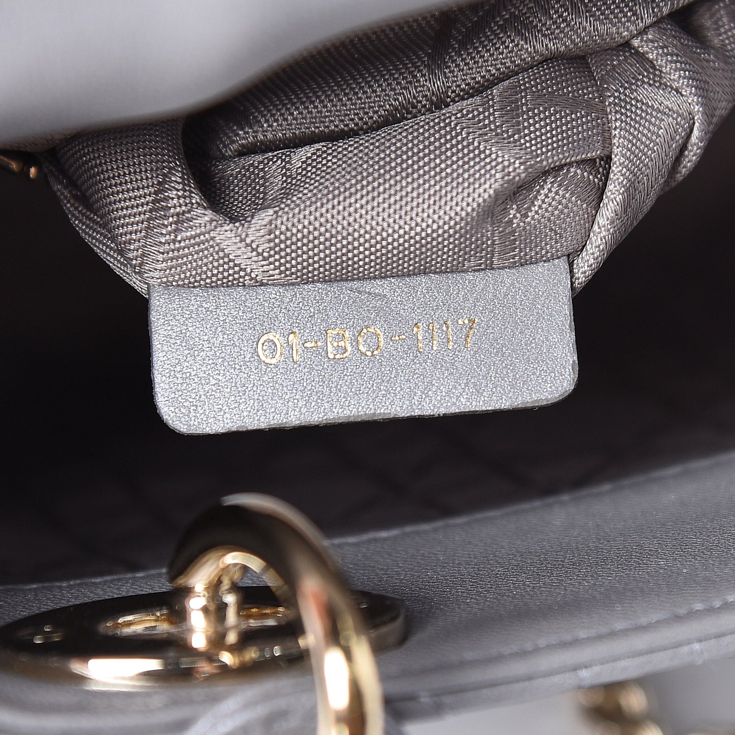 Metallic Lambskin Cannage Mini Lady Dior Grey