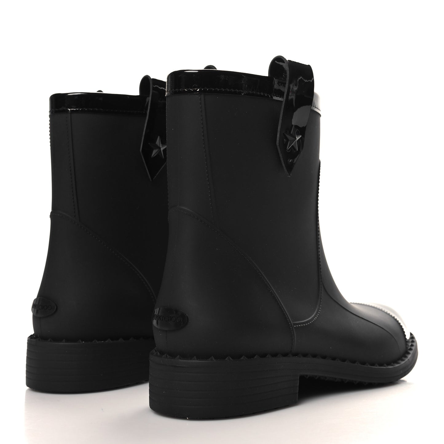 Rubber Patent Rain Ankle Boots 40 Black