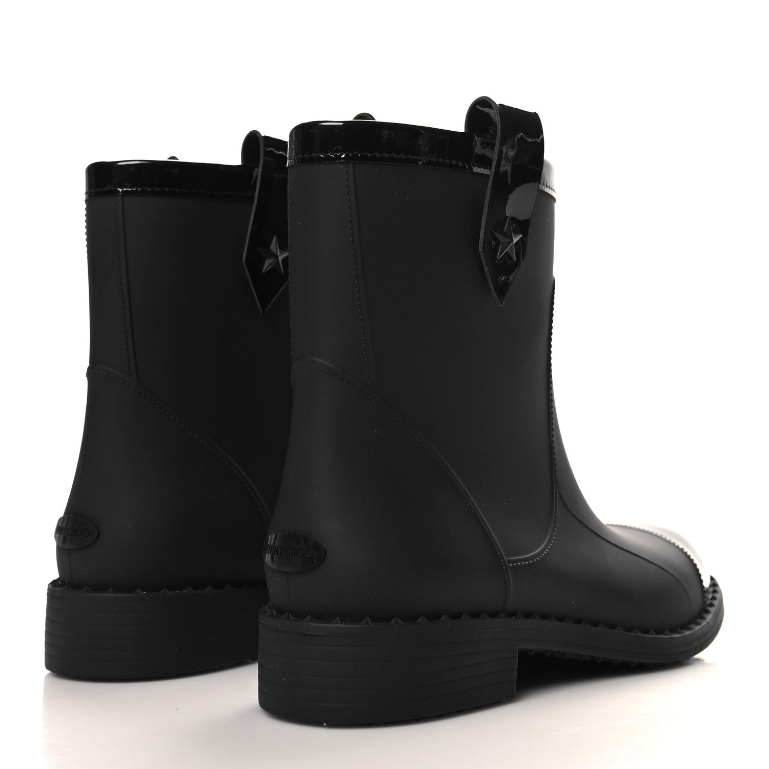 Jimmy Choo Rubber Patent Rain Ankle Boots 40 Black 5 of 8