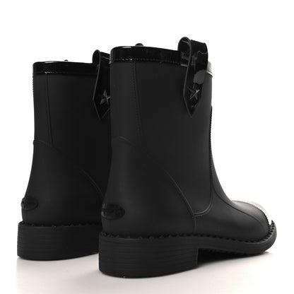 Jimmy Choo Rubber Patent Rain Ankle Boots 40 Black 5 of 8