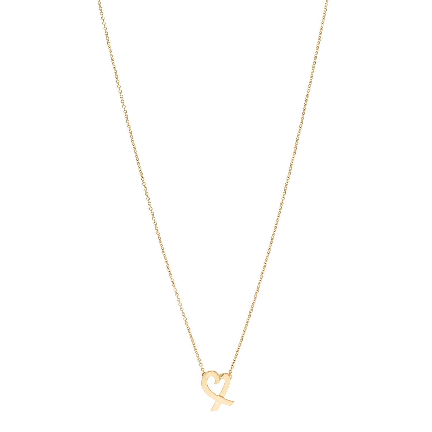Tiffany 18K Yellow Gold Small Paloma Picasso Loving Heart Pendant Necklace 1 of 5