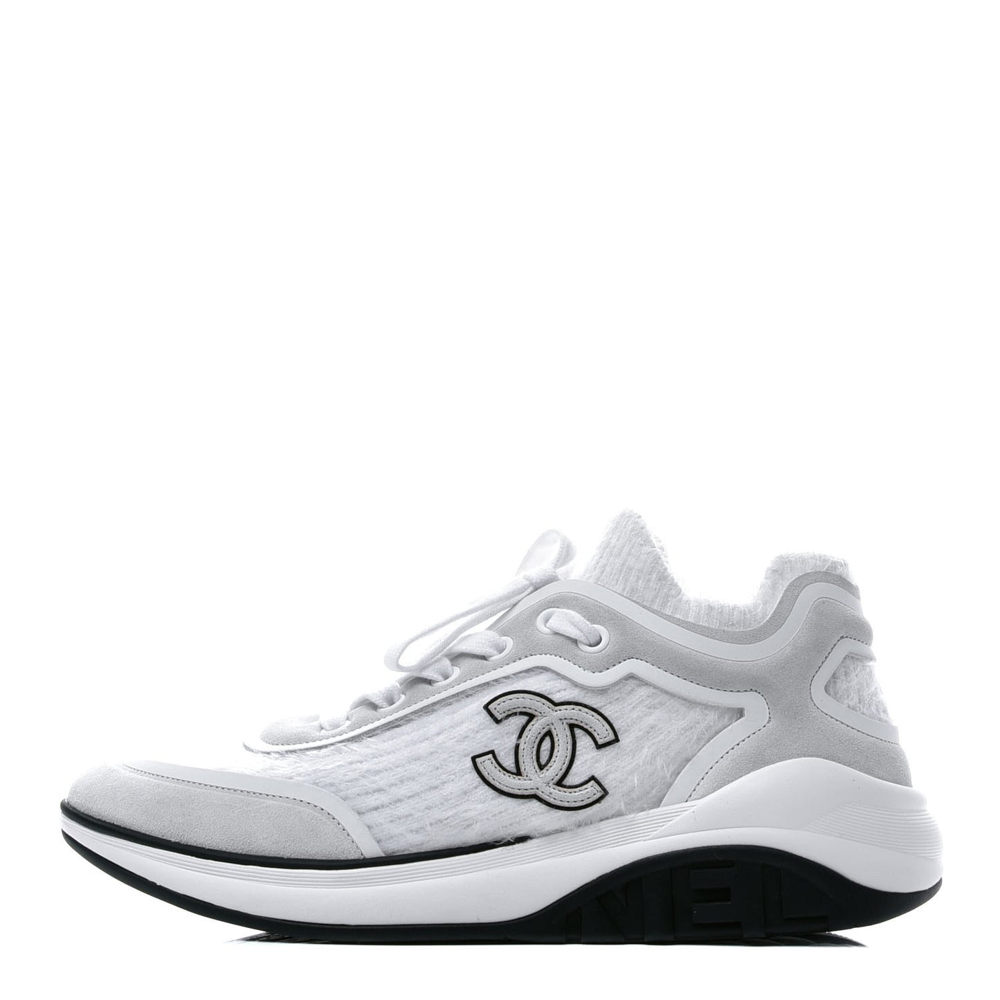 Wool Suede Calfskin CC Sneakers 36 White