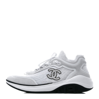 Chanel Wool Suede Calfskin CC Sneakers 36 White 1 of 7