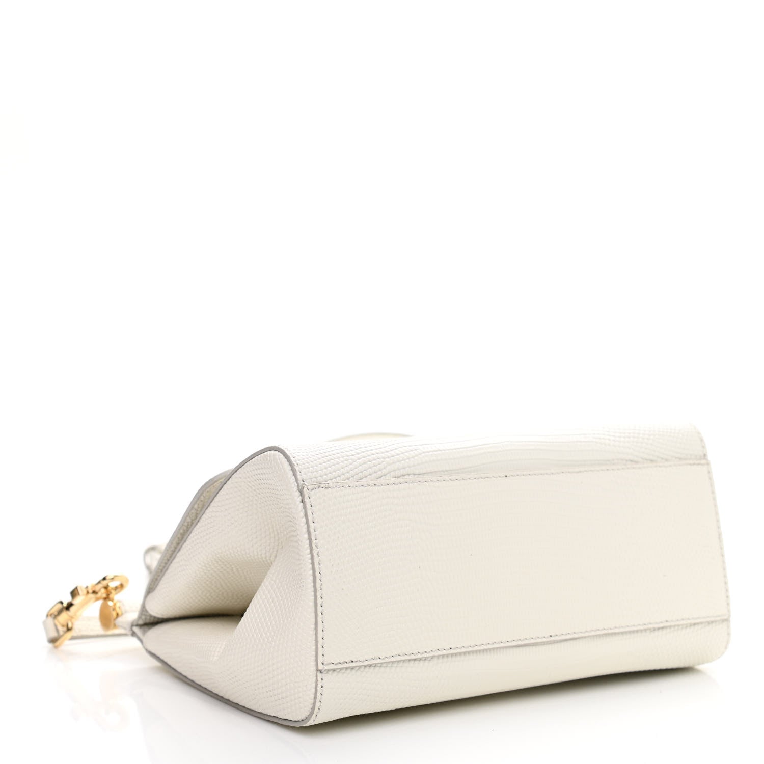Dolce & Gabbana Lizard Calfskin Embossed Small Miss Sicily Satchel White 4 of 6