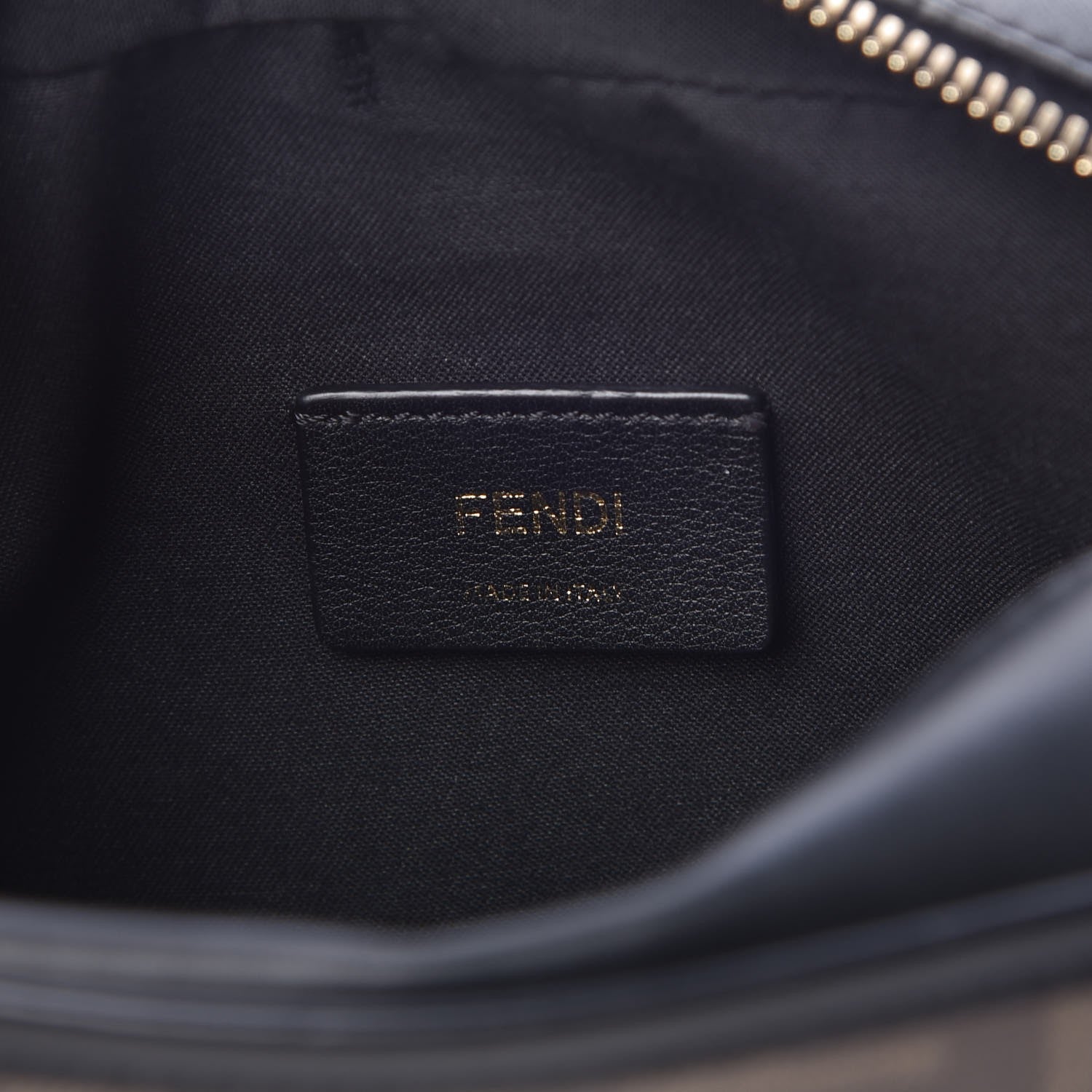 Fendi Glazed Fabric Vitello Century FF 1974 Stamp Patch Mini Camera Case Mogano Panna Black 6 of 7