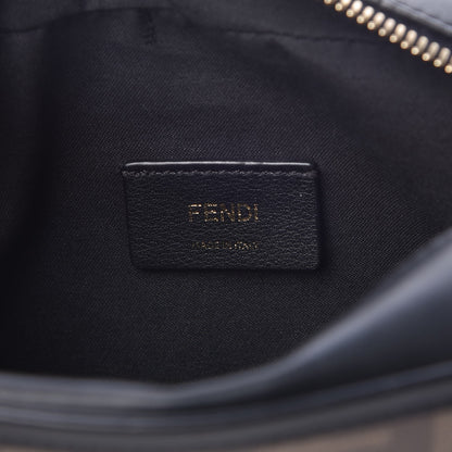 Fendi Glazed Fabric Vitello Century FF 1974 Stamp Patch Mini Camera Case Mogano Panna Black 6 of 7