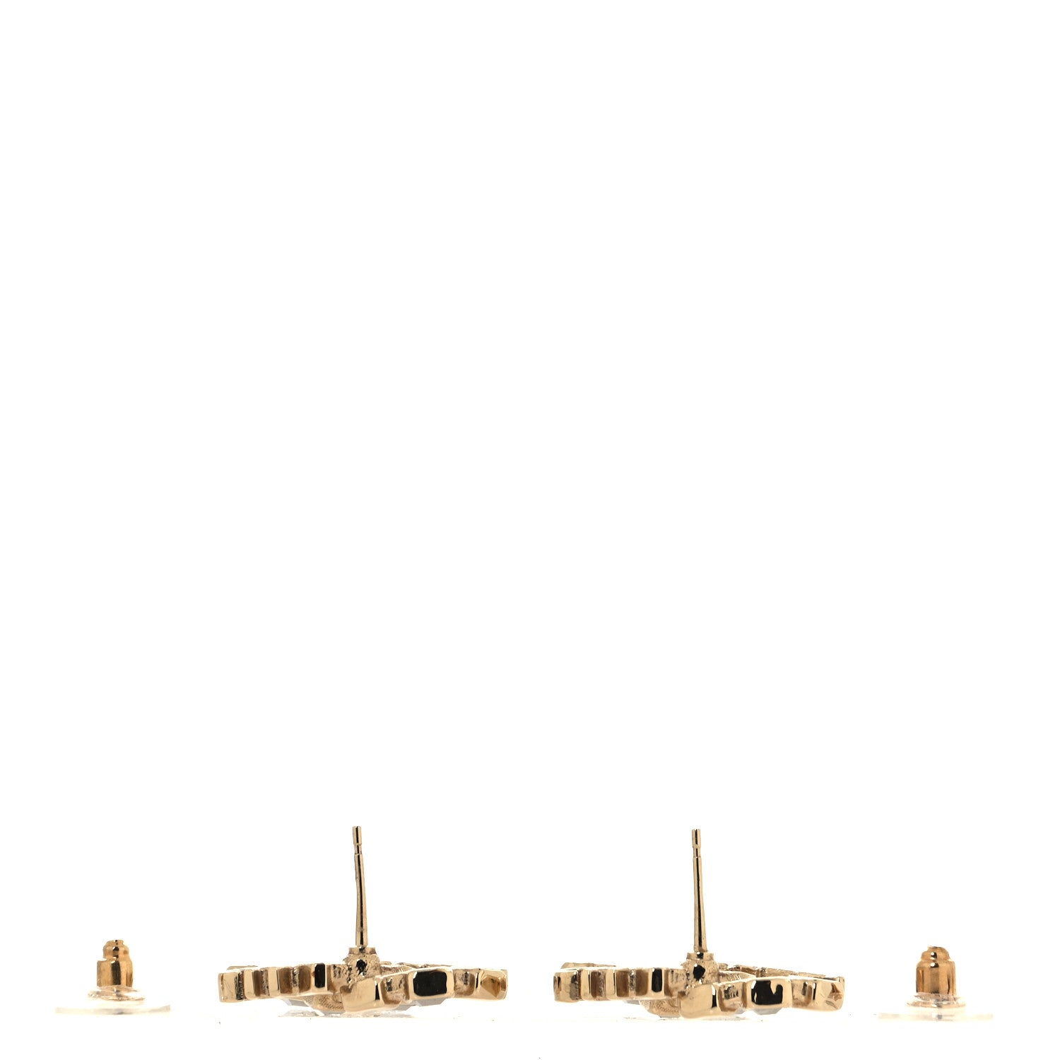 Chanel Baguette Crystal Logo CC Earrings Gold 3 of 5