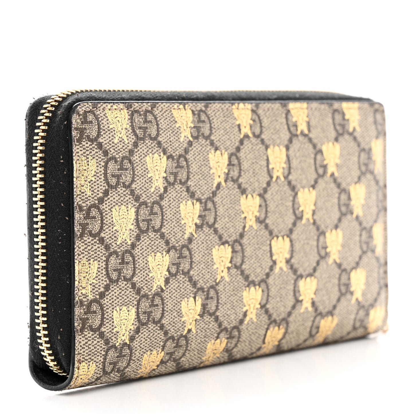 GG Supreme Monogram Bees Zip Around Wallet