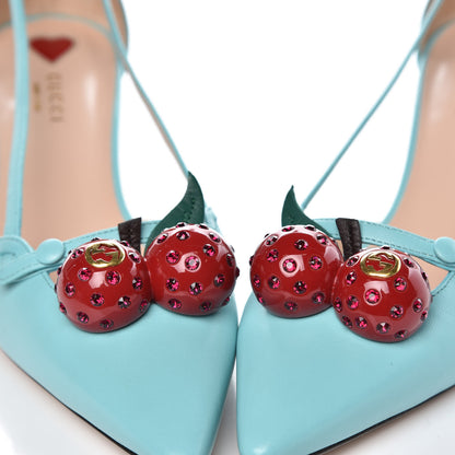Gucci Malaga Kid Unia Cherry Pumps 40 New Acquamarine Emerald Cocoa 7 of 9
