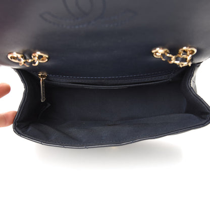 Chanel Calfskin Chevron Quilted Mini Statement Flap Navy Blue 5 of 10