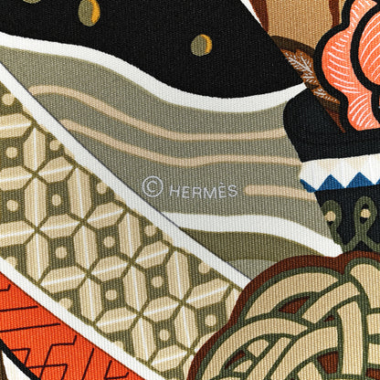 Hermes Silk Twill Duo Cosmique Scarf 90 Vert Black Corail 6 of 6