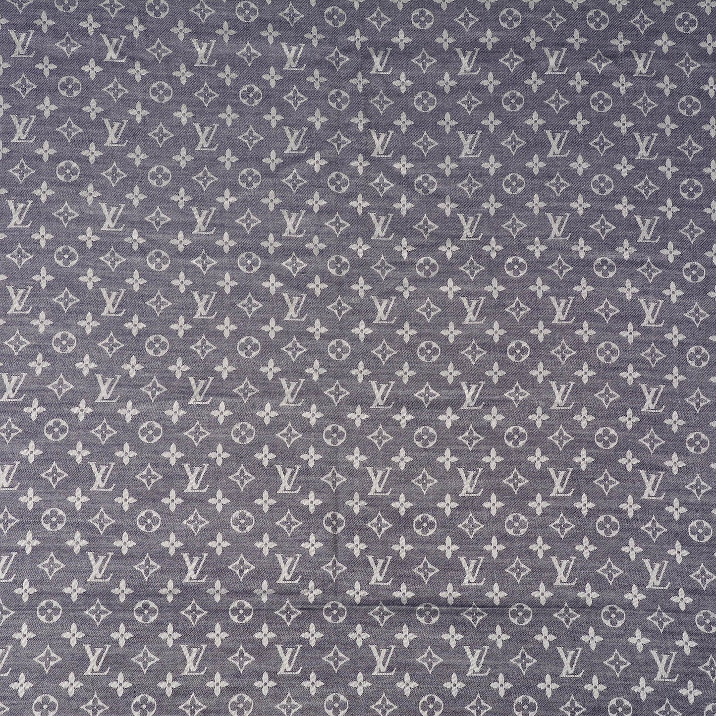 Silk Wool Monogram Denim Shawl Blue