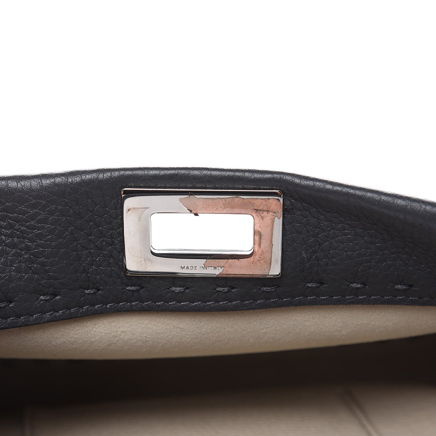 Fendi Cuoio Romano Selleria Bi-Color Mini Peekaboo Iconic Satchel Asfalto Latte 11 of 11