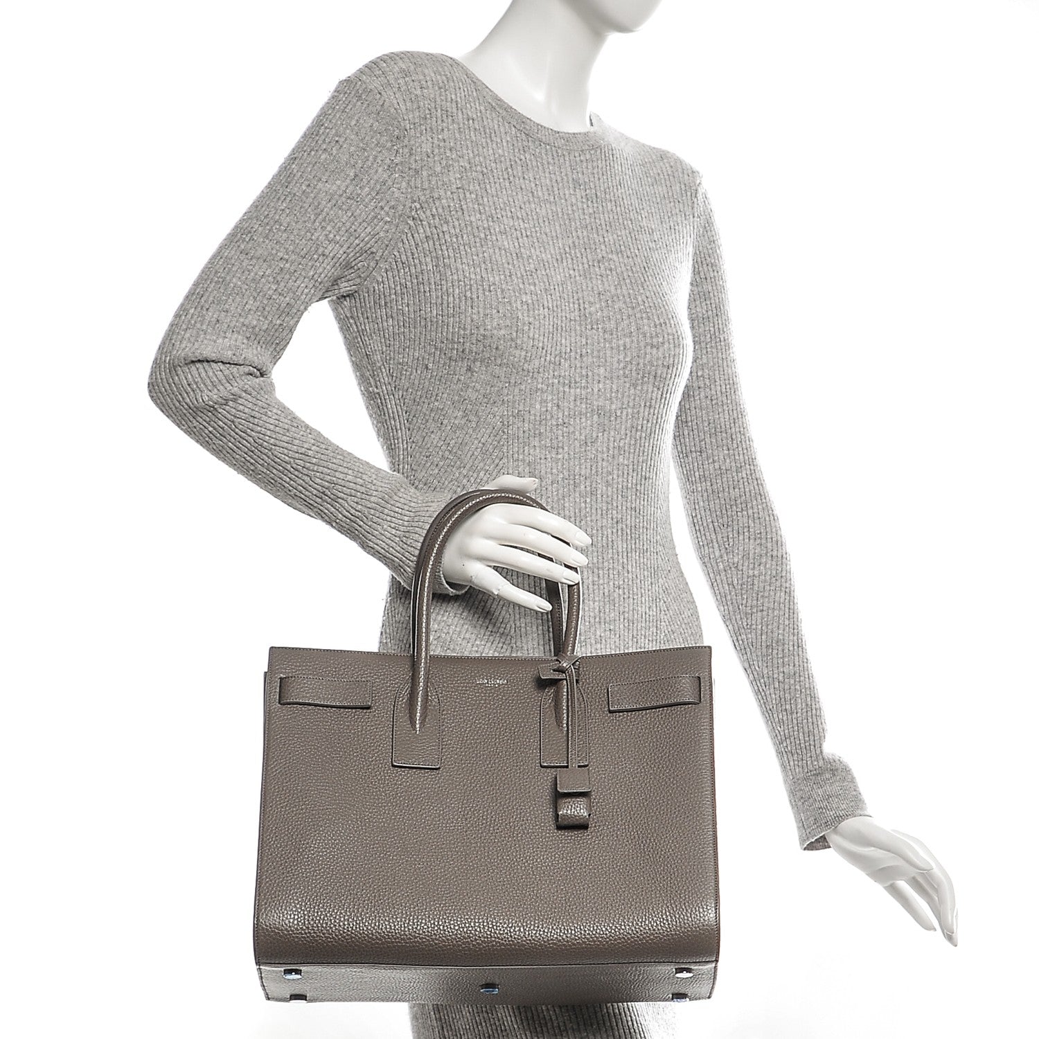 Saint Laurent Grained Calfskin Large Sac de Jour Carryall Earth 2 of 6