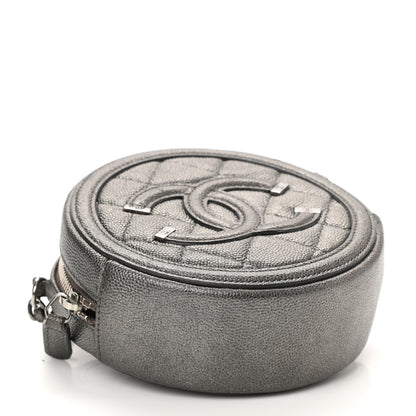 Chanel Metallic Caviar Quilted Round Filigree Crossbody Dark Silver 4 of 10
