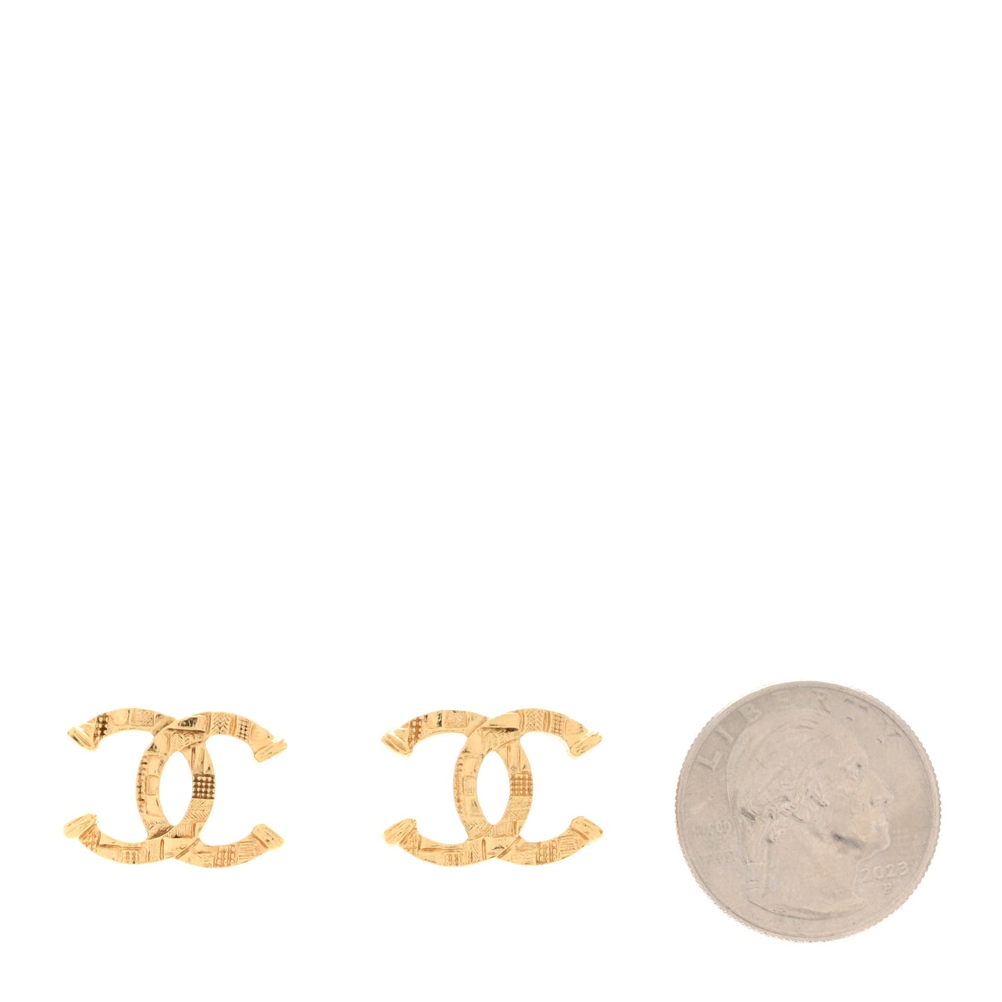 Metal Tweed Effect CC Earrings Gold